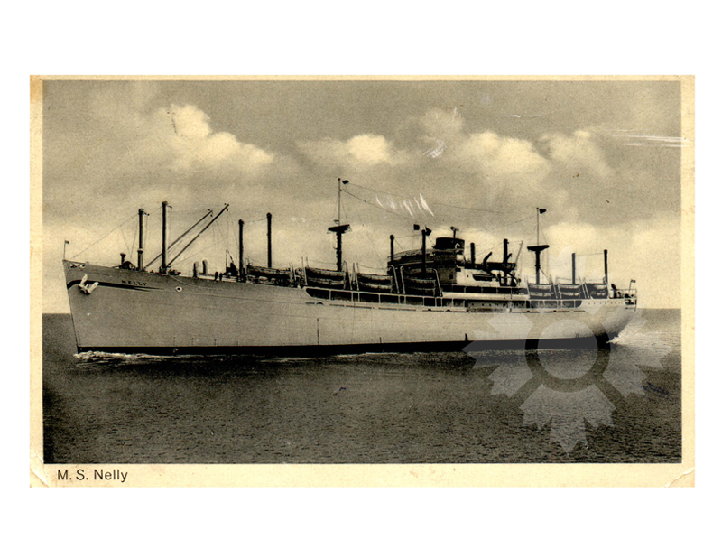Black and white photo of the ship Nelly B (MS) (1949-1953)