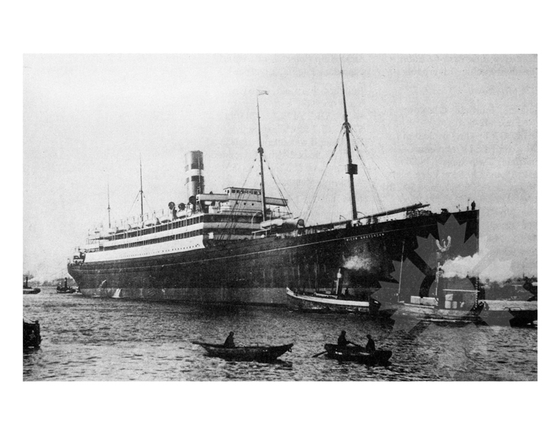 Black and White photo of ship Nieuw Amsterdam I (SS) (1906-1932) DI2013.373.1