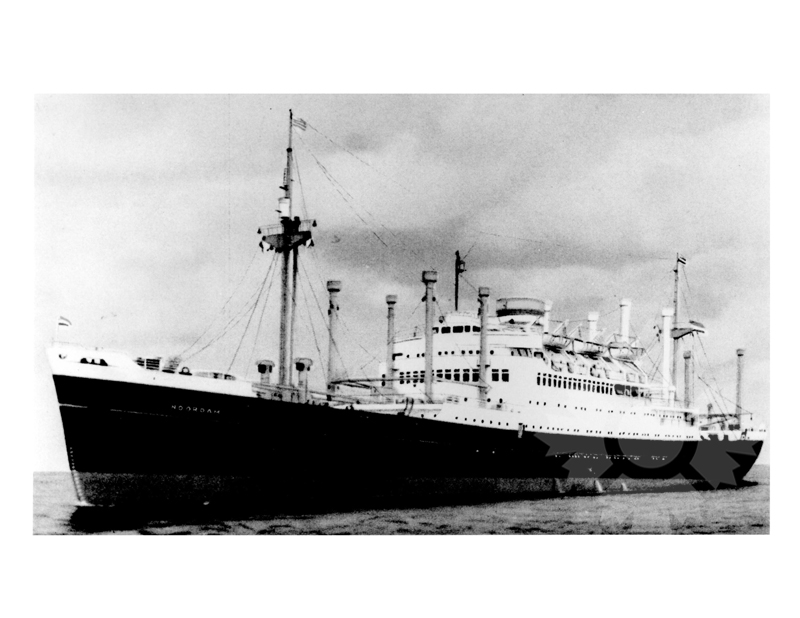 Black and white photo of the ship Noordam (MS) (1938-1963)