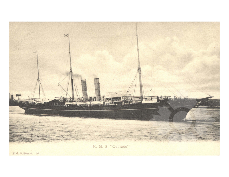 Black and white photo of the ship Orinoco (RMS) (1886-1909)