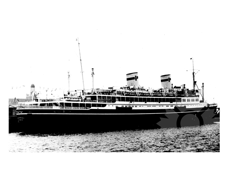 Black and white photo of the ship Pilsudski (SS) (1935-1939)