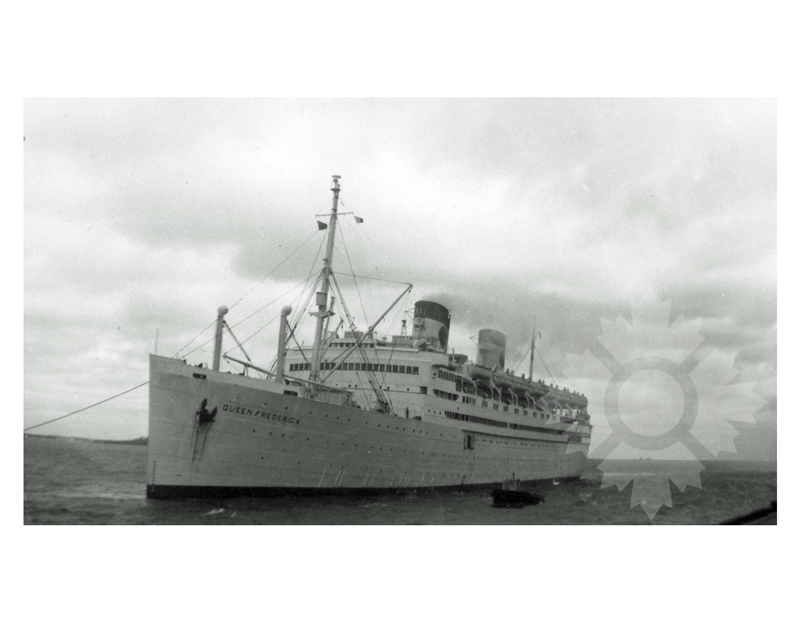 Black and White photo of ship Queen Frederica (SS) (1954-1978)