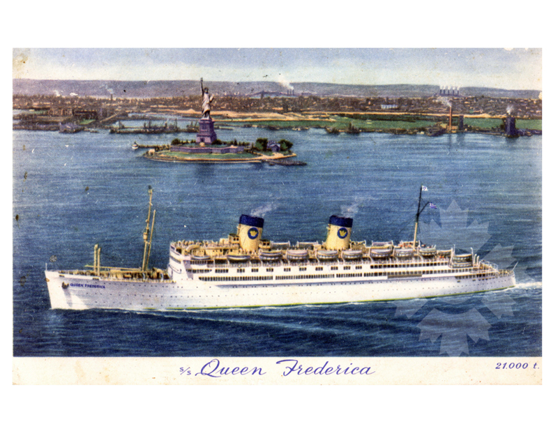 Colored photo of ship Queen Frederica (SS) (1954-1978)