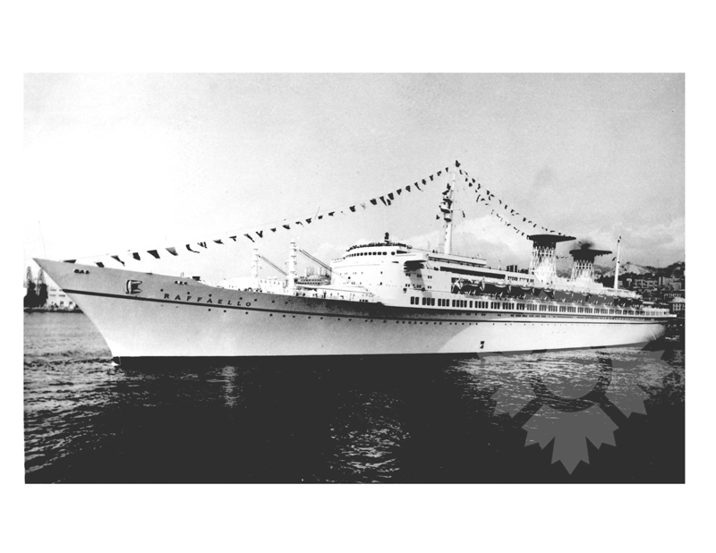 Black and White photo of ship Raffaello (SS) (1965-1975)