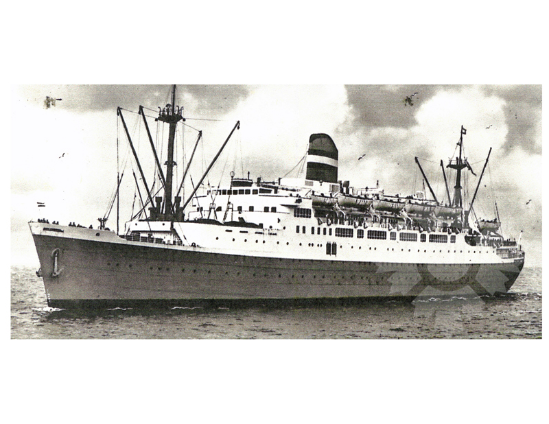 Black and White photo of ship Ryndam (SS) (1950-1972)