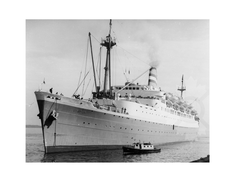 Black and white photo of the ship Ryndam (SS) (1951-1972)