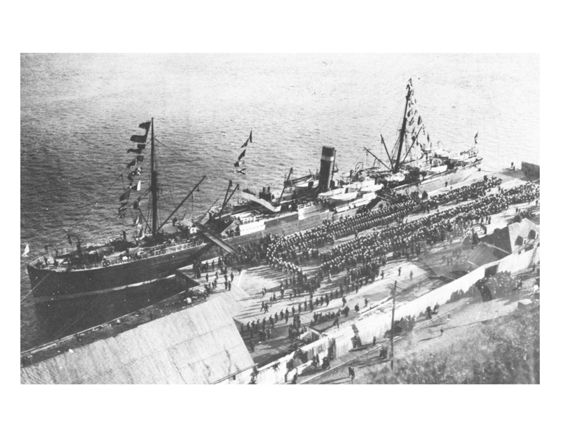 Black and white photo of the ship Sardinian (SS) (1874-1920)