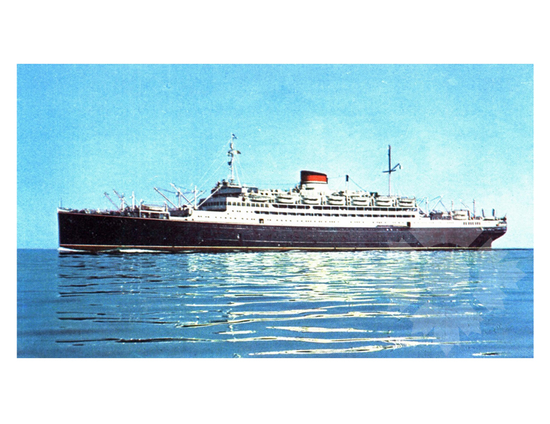 Colored photo of ship Saturnia (MS) (1925-1966)