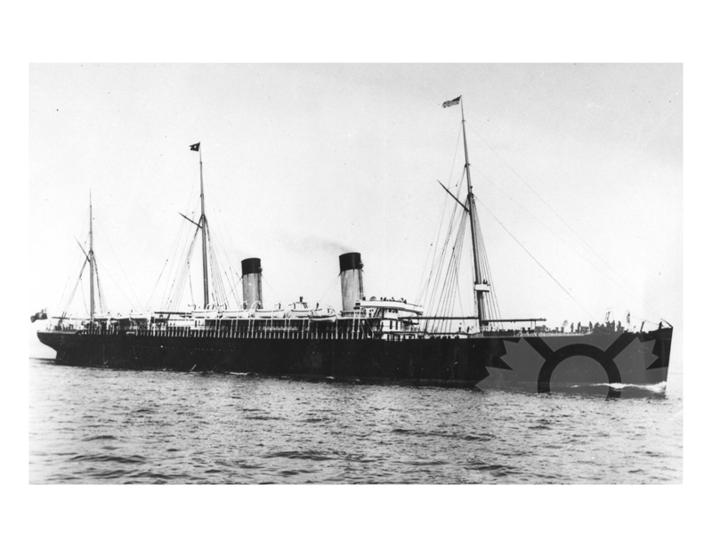 Black and white photo of the ship Teutonic (RMS) (1889-1921)