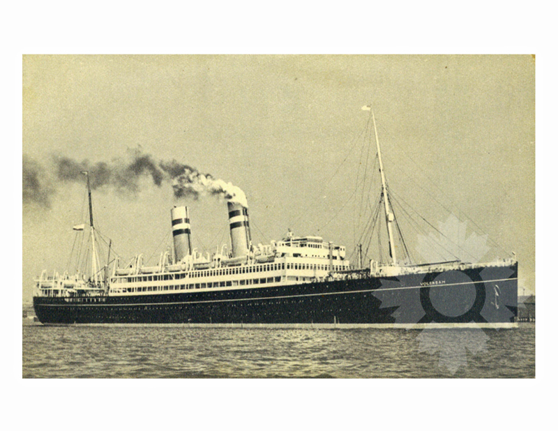 Black and white photo of the ship Volendam (SS) (Edited) (1922-1952)