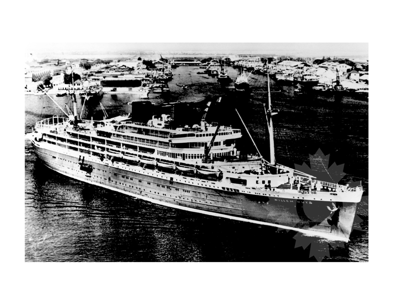 Black and white photo of the ship Willem Ruys (MS) (1946-1964)