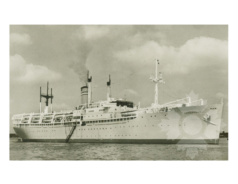 Black and white photo of the ship Zuiderkruis (SS) (1947-1969)