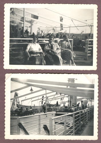 Ike and Nelly Cahais on board the S.S. Zuiderkruis. Canadian Museum of Immigration at Pier 21 (DI2013.1536.4).