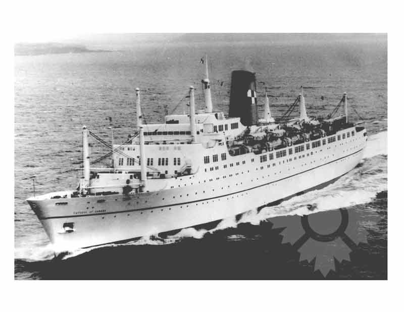 Black and white photo of the ship Empress of Canada III (RMS) (1961-1994)
