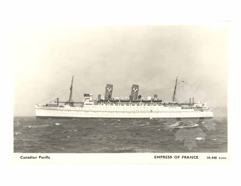 Black and white photo of the ship Empress of France II (RMS) (1947-1960)