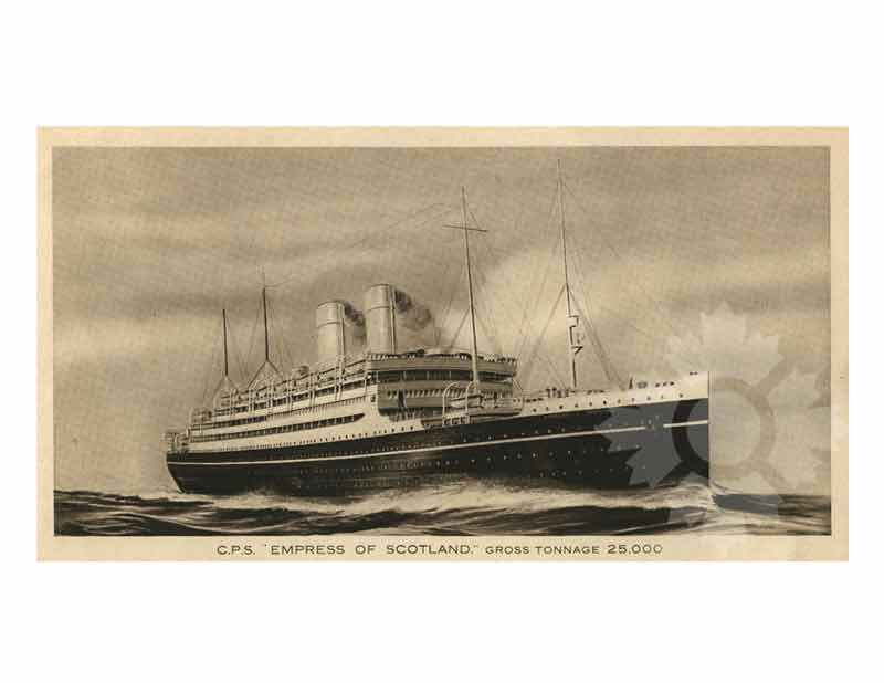 Black and White photo of ship Empress of Scotland I (RMS) (1921-1931)