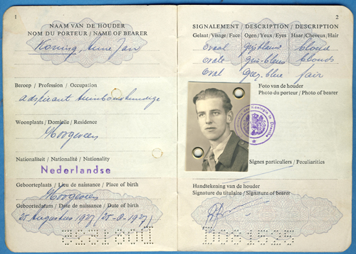 Passport issued to Jan Koning, 1951. Canadian Museum of Immigration at Pier 21 (DI2013.1682.18b).