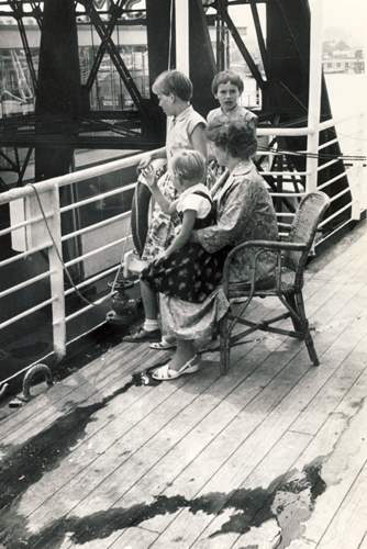 Meyer family on board the S.S. Waterman. Canadian Museum of Immigration at Pier 21 (DI2013.1558.14).