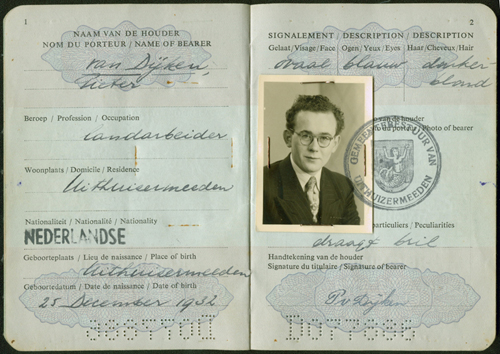 Passport issued to Pieter Van Dyken. Canadian Museum of Immigration at Pier 21 (DI2013.1572.3).