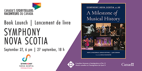 Event information with a picture of a book about musical history.