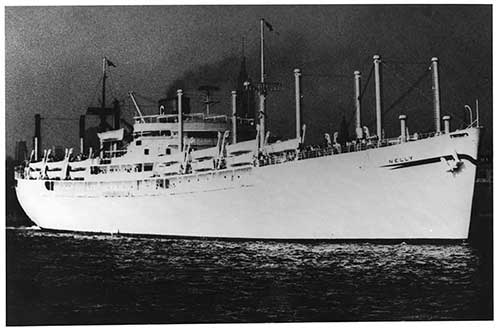 Black and white archival image of the ship Nelly.