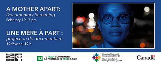 Event information beside a portrait of a Black woman wearing glasses, taken in the dark with car headlights behind her.