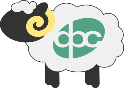 Colour cartoon of a ram with yellow horns and the DPC logo on its body