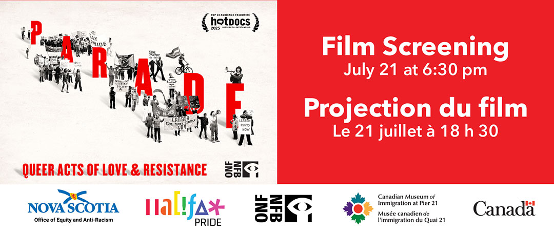 Event information beside a film poster for Parade Queer Acts of Love & Resistance.