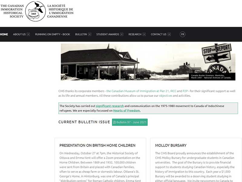 The Canadian Immigration Historical Society Home Page.