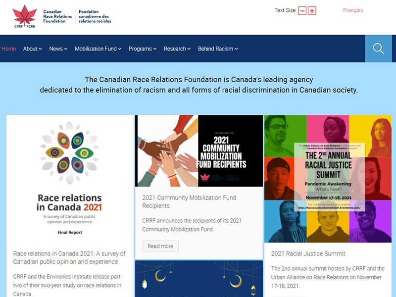 Canadian Race Relations Foundation Home Page.