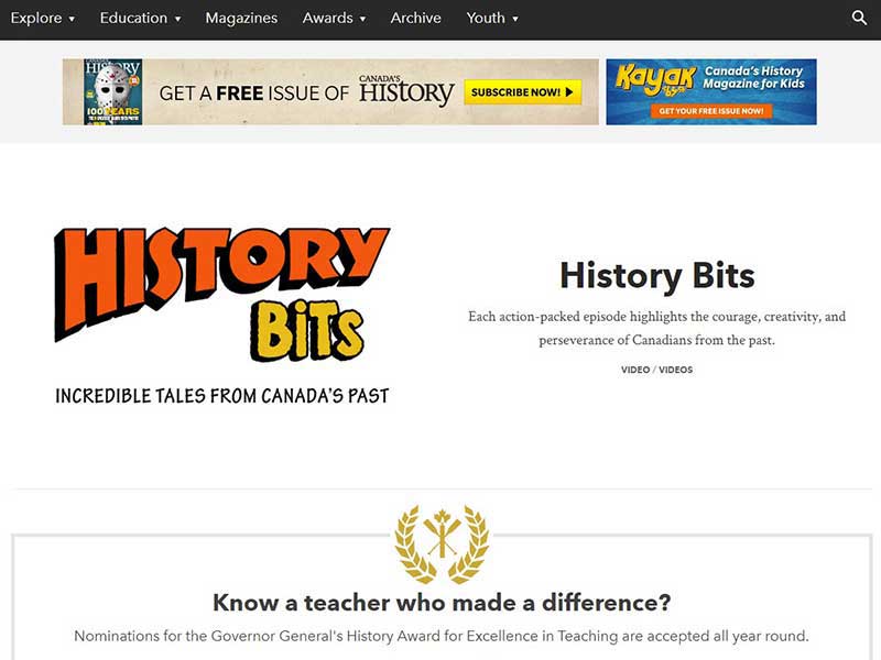 Canada's History Home Page.