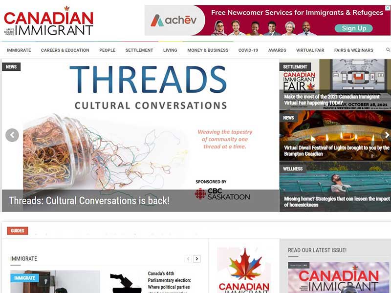 Canadian Immigrant homepage.