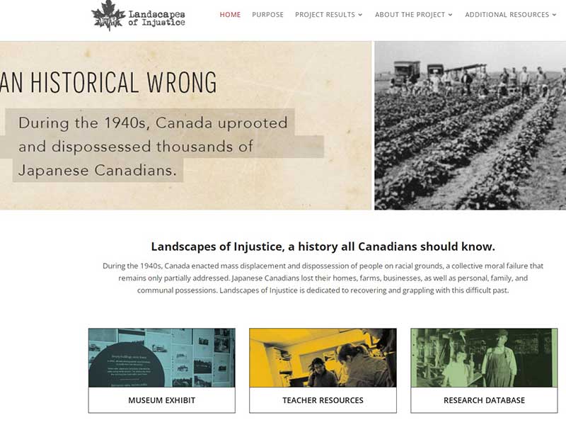 Landscapes of Injustice homepage.