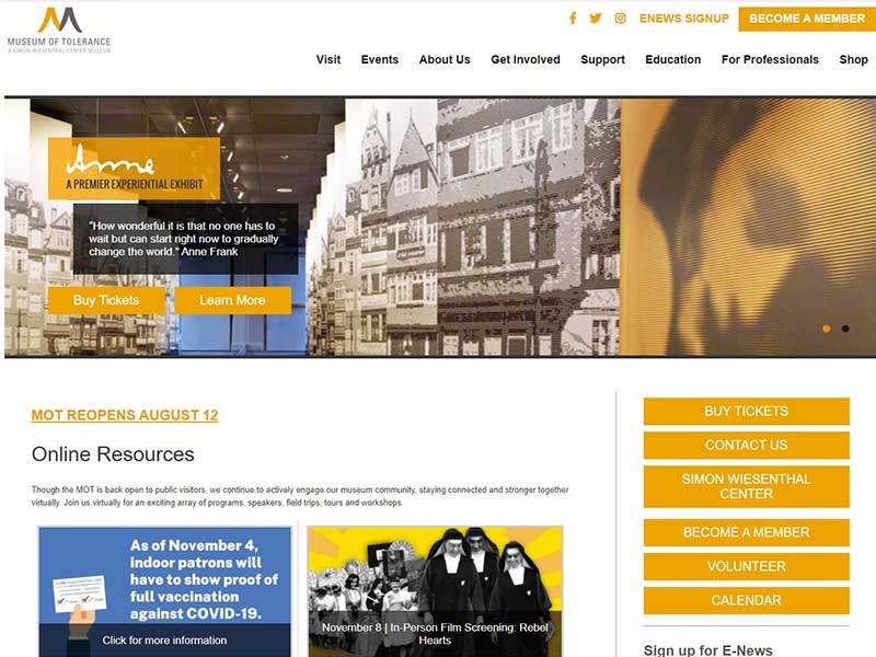 Museum of Tolerance Home Page.