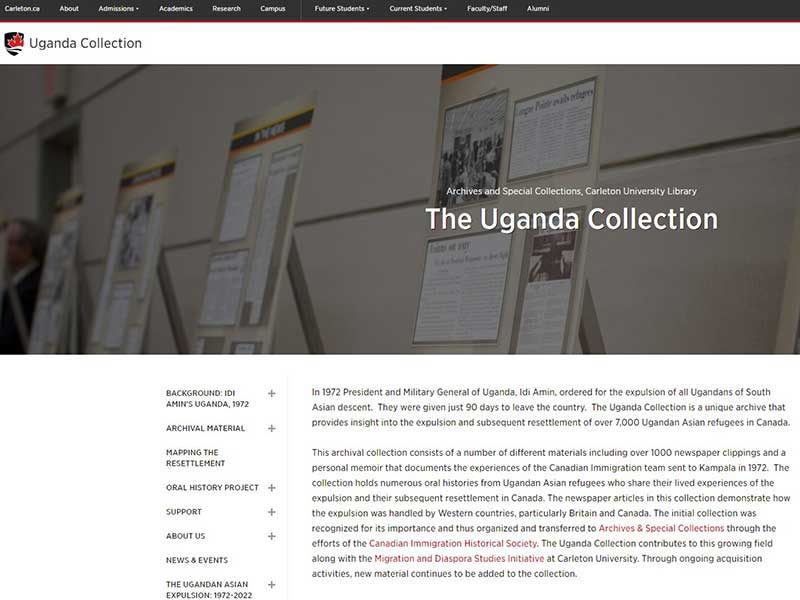 Uganda Collection homepage.