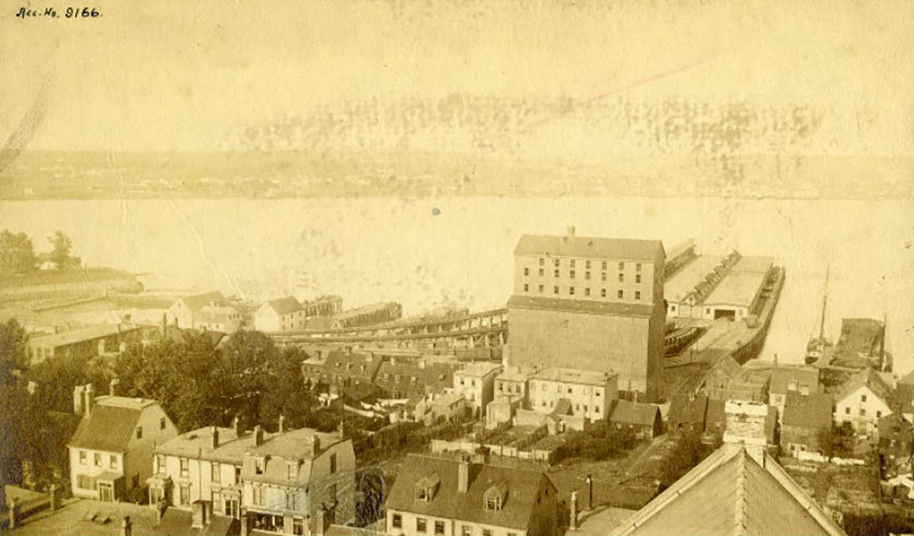 Archival image from 1900 showing the buildings and port of Halifax.