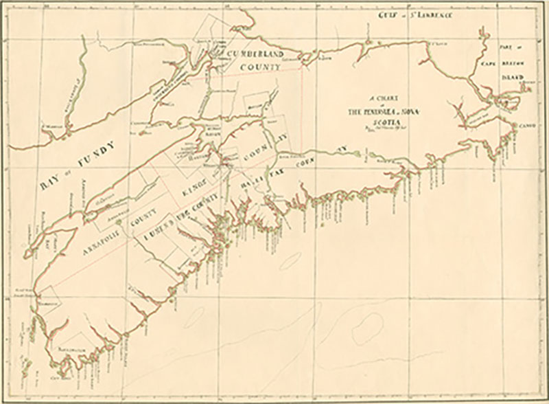 Very old map of the province of Nova Scotia.