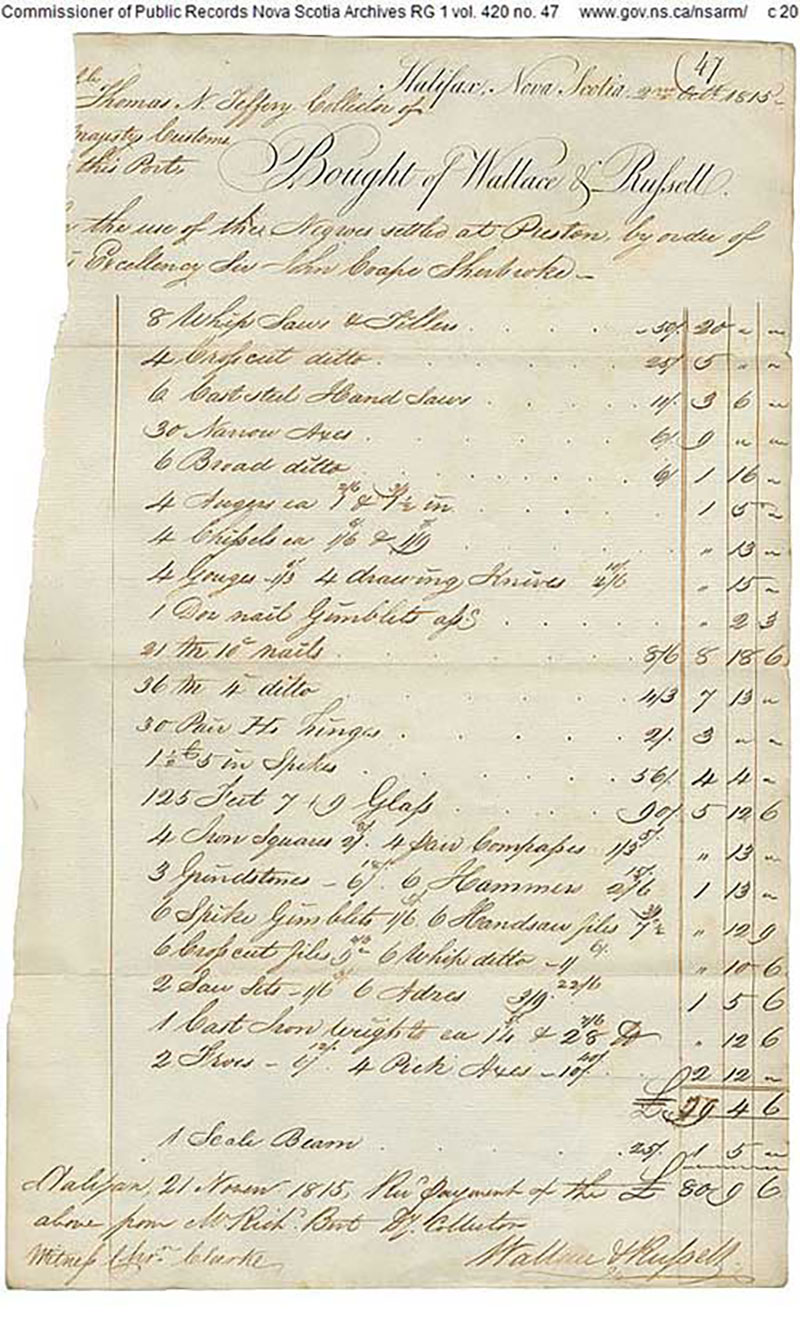 Old document with supply and accounting details.