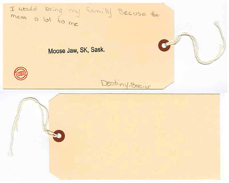 A beautiful message written on brown paper from Destiny Bercier Moose.