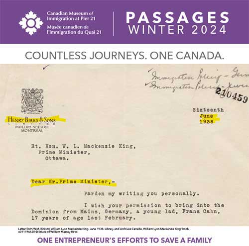Cover of Winter Passages with colourful purple banner and an archival image of an old letter.