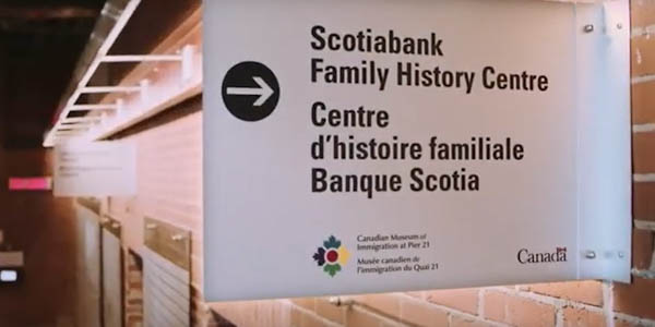 A sign that reads Scotiaba Family History Centre.