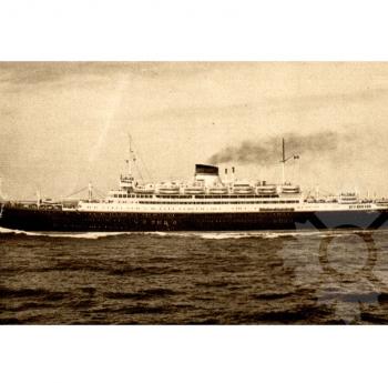 Black and white photo of the ship Saturnia (MS) (1925-1966)