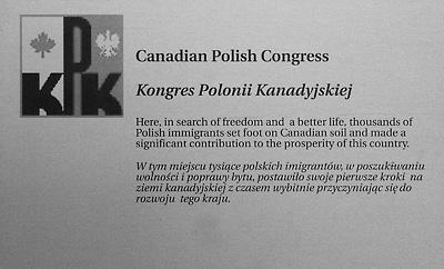 Canadian Polish Congress plaque