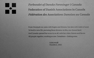 Federation of Danish Associations in Canada plaque