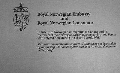 Royal Norwegian Embassy and Royal Norwegian Consulate plaque