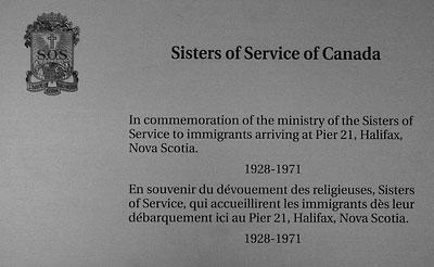 Sisters of Service of Canada plaque