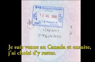 Passport page with Immigration Canada stamp.