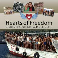 The Hearts of Freedom logo with various photographs of people around it.