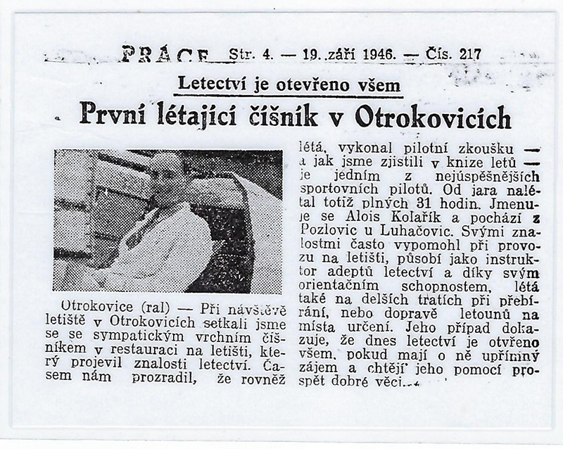 Newspaper clipping about Alois.