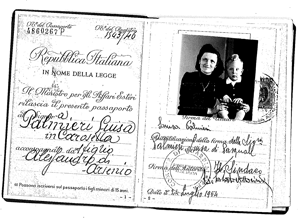 Repubblica Italiana passport copy with travels details and picture with two stamps.